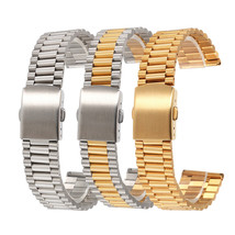 12mm H. Langley Rounded Links Stainless Steel Silver/Gold Unisex Watch Bracelet - £18.85 GBP+