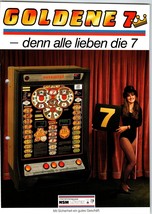 Lowen Rotomint Goldene 7 Slot Machine Flyer Original German Text Vintage... - $23.94