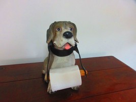 Resin St Bernard Toilet Paper Holder with Leather Collar - $42.08