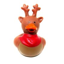 Brown Reindeer Rubber Duck 2 inch Christmas Ducky Collectible Decor Jeep... - $9.39