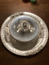 Vintage Hammered Aluminum Dish with Lid and Tray - £19.55 GBP