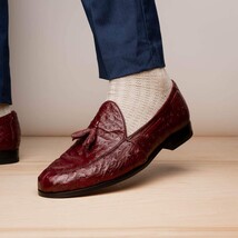 Aubiere Genuine Ostrich Quill Slip on Shoes Wine image 7