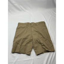 Haggar Mens Khaki Shorts Brown Flat Front Pockets Zipper Cotton Casual 3... - £11.72 GBP