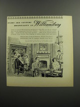 1953 Williamsburg Virginia Advertisement - Enjoy 18th Century Hospitality - $18.49