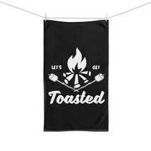 Let&#39;s Get Toasted Marshmallow Campfire Design Premium Hand Towel - £14.77 GBP