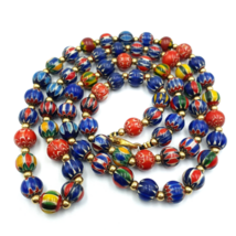 Vintage Venetian Trade Style beads Old Multicolor Chevron Beads Strand - $711.07 MXN