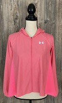 Under Armour Full Zip Athletic Jacket Hooded Pink Hi-Low Loose Fit Youth... - £11.13 GBP