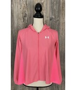 Under Armour Full Zip Athletic Jacket Hooded Pink Hi-Low Loose Fit Youth... - £11.14 GBP