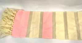 Vintage Scarf Pink Silk Wool Knotted Fringe Semi Sheer Baar &amp; Beards Japan Wool  - £18.38 GBP