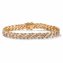 PalmBeach Jewelry Men&#39;s Genuine Diamond Curb-Link Bracelet Gold-Plated 8.5&quot; - £74.07 GBP