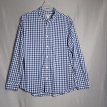 L.L. Bean Men&#39;s Slightly Fitted Blue/White Plaid Long Sleeve Button Shir... - $21.78