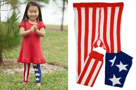 NWT JuDanzy Patriotic US Flag 4th of July Footless Girls Tights 2-4 4-6 Years  - £2.34 GBP