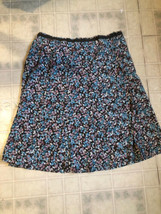Christopher &amp; Banks Women&#39;s Skirt Sz 14 Tan &amp; Aqua Print Skirt No Slit M... - $21.49