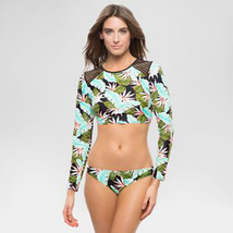 NWT VANILLA BEACH XL tropical green floral Rash guard swimsuit top shirt - $22.31