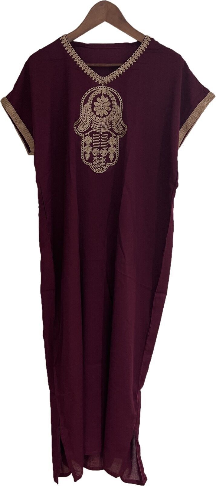 Moroccan Hamsa hand kaftan, hamsa kaftan for women, Hamsa embroidered ca... - $50.36
