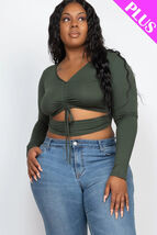 Women&#39; sPlus Size Drawstring Ruched Cutout Crop Top - €9,05 EUR