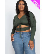 Women&#39; sPlus Size Drawstring Ruched Cutout Crop Top - $14.60 CAD