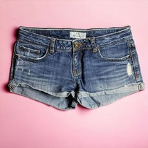 Aeropostale Jean Shorts Distressed Ripped Womens 5 6 Cotton Blue Denim Booty - £13.86 GBP