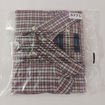 Saddlebred Button-Down Collar Men's Red & White Plaid Shirt Size Medium image 15