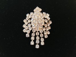 Glamorous Silver Tone Brooch Articulated Clear Faceted Rhinestone Chande... - £39.50 GBP