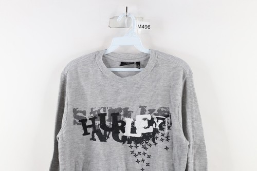Vtg Hurley Mens M Distressed Spell Out Thermal Waffle Knit Long Sleeve T-Shirt Item image 2
