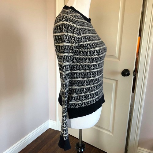 EUC A.L.C. Wool Jacquard Anchor Pattern Navy & White Long Sleeve Sweater SZ S/P Item image 4