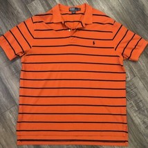 Ralph Lauren Polo Shirt Mens 2XL Orange Blue Striped Short Sleeve Pony Golf - £15.97 GBP