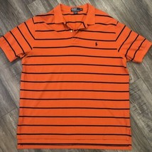 Ralph Lauren Polo Shirt Mens 2XL Orange Blue Striped Short Sleeve Pony Golf - $20.32