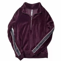 Fabletics Womens Britt Pullover Jacket Purple Gray Small Velour Velvet Plush - £30.67 GBP