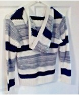 Bobbie Brooks Black Silver White Striped Hoodie Sweater Junior&#39;s Size M(... - £9.25 GBP
