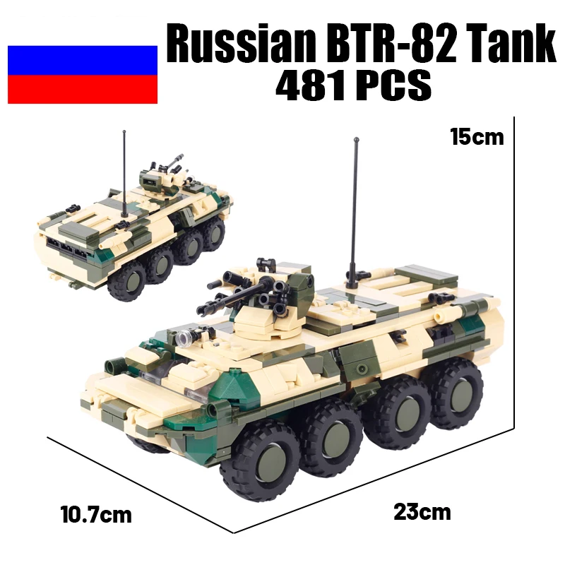 City Russian Military BTR-82 Tank Vehicle Building Blocks WW2 Army Soldier - $78.17