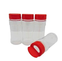 Small 2 OZ Clear Plastic Spice Container Bottle Jar With Red Cap- Set of... - £7.31 GBP