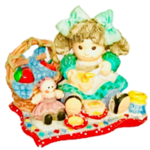 Enesco 1994 Picnic Girl Figurine Hand Painted &quot;Spread God&#39;s Blessings&quot; - £8.34 GBP