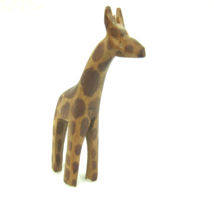 Vintage Giraffe Figurine Hand Carved Wood Brown Painted Small 2.7 inch Figure - £7.82 GBP