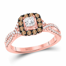 Authenticity Guarantee 
14kt Rose Gold Princess Diamond Solitaire Bridal Wedd... - £1,110.63 GBP