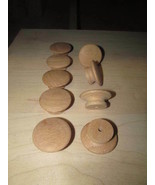 10 PIECES NEW UNFINISHED OAK 1 3/4&quot; ROUND WOOD CABINET KNOBS / PULLS K2 - $14.15 CAD