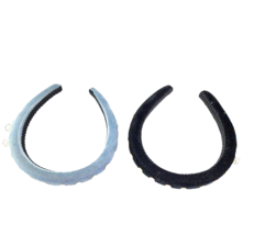 Headbands Faux Pearl Adorned Velvet Black and Gray Lot of Two - £11.73 GBP