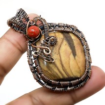 Royal Jasper Gift Wire Wrapped Handcrafted Copper Jewelry Pendant 2.50&quot; SA 1302 - £3.75 GBP