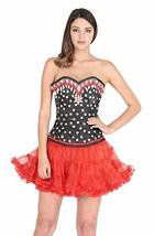Black Satin Polka Dots Sequins Gothic Halloween Corset Costume Bustier Overbust - £43.94 GBP