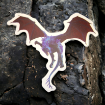 Blue Purple Red Fantasy Mythical Creature Dragon Flying Roar Sticker - $3.46