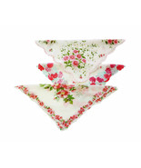Lot of 3 Flower Power 1940s Vintage Handkerchiefs Red Pinks Yellow Blues... - £25.27 GBP