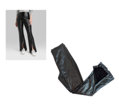 Wild Fable Womens Sz M Black Faux Leather High Waisted Split Front Leg Pants - £15.82 GBP
