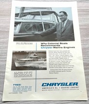 Chrysler Marine Engines 1958 Vintage Print Ad Colonial Boats Recommends - $19.97