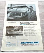 Chrysler Marine Engines 1958 Vintage Print Ad Colonial Boats Recommends - £15.82 GBP