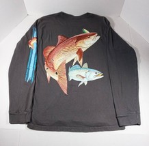 Guy Harvey Men&#39;s Blue Water Fishing Long Sleeve Black T-Shirt Size Small - £17.58 GBP