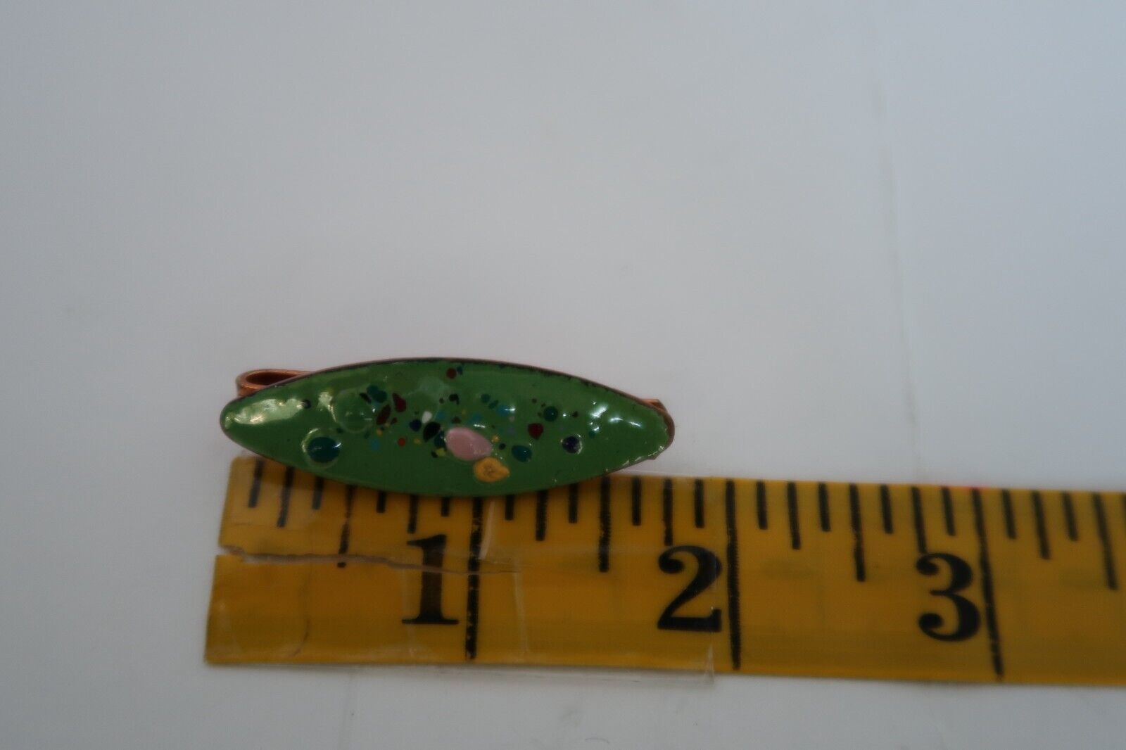 Vintage Mid Century Enamel Over Copper Abstract Modernist Print Tie Clip Item image 4
