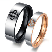 Engraved Matching heart His and Hers Titanium Rings Set for 2 - £18.70 GBP