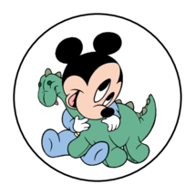 30 Baby Mickey Mouse Stickers Envelope Seals Labels 1.5&quot; Round Custom Made - $7.49