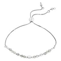 Medley of Gray Labradorite Sterling Silver Pull-String Adjustable Bracelet - $25.63