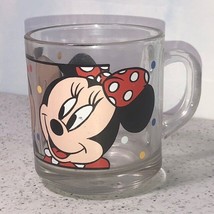 Mickey Mouse Glass Mug Cup Vintage Walt Disney Theme Park Collectible Minnie Bow - $11.83